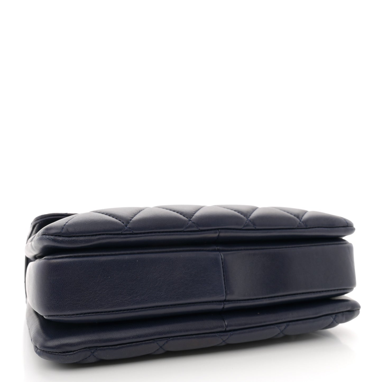Lambskin Quilted Small Trendy CC Flap Dual Handle Bag Navy