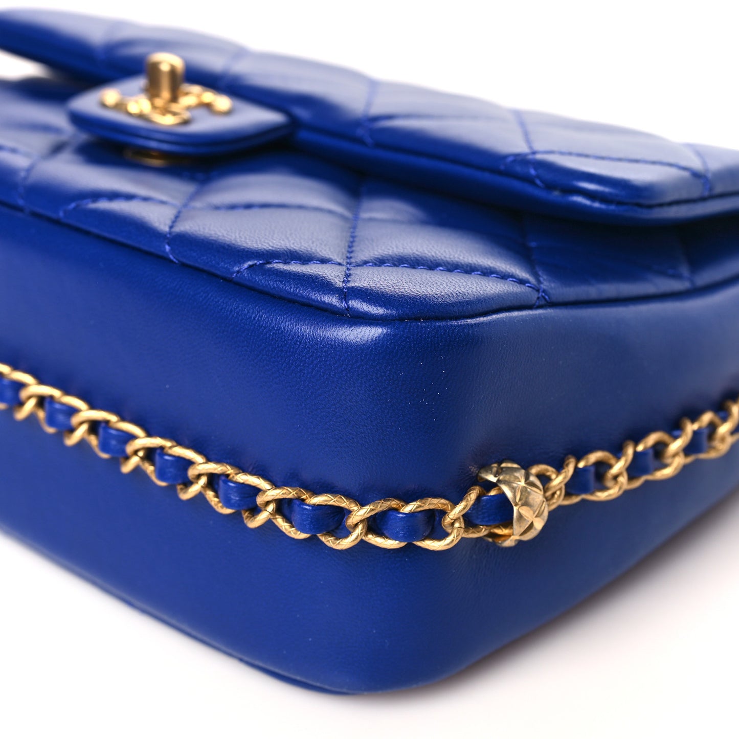 Lambskin Quilted Large CC Chain Flap Blue