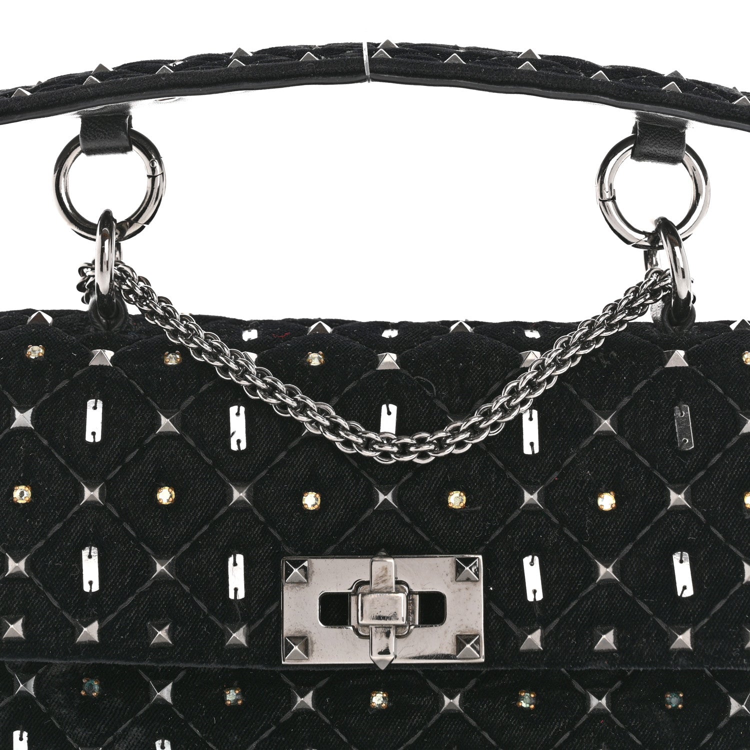 Valentino Garavani Velvet Small Rockstud Spike Embellished Shoulder Bag Black 8 of 15