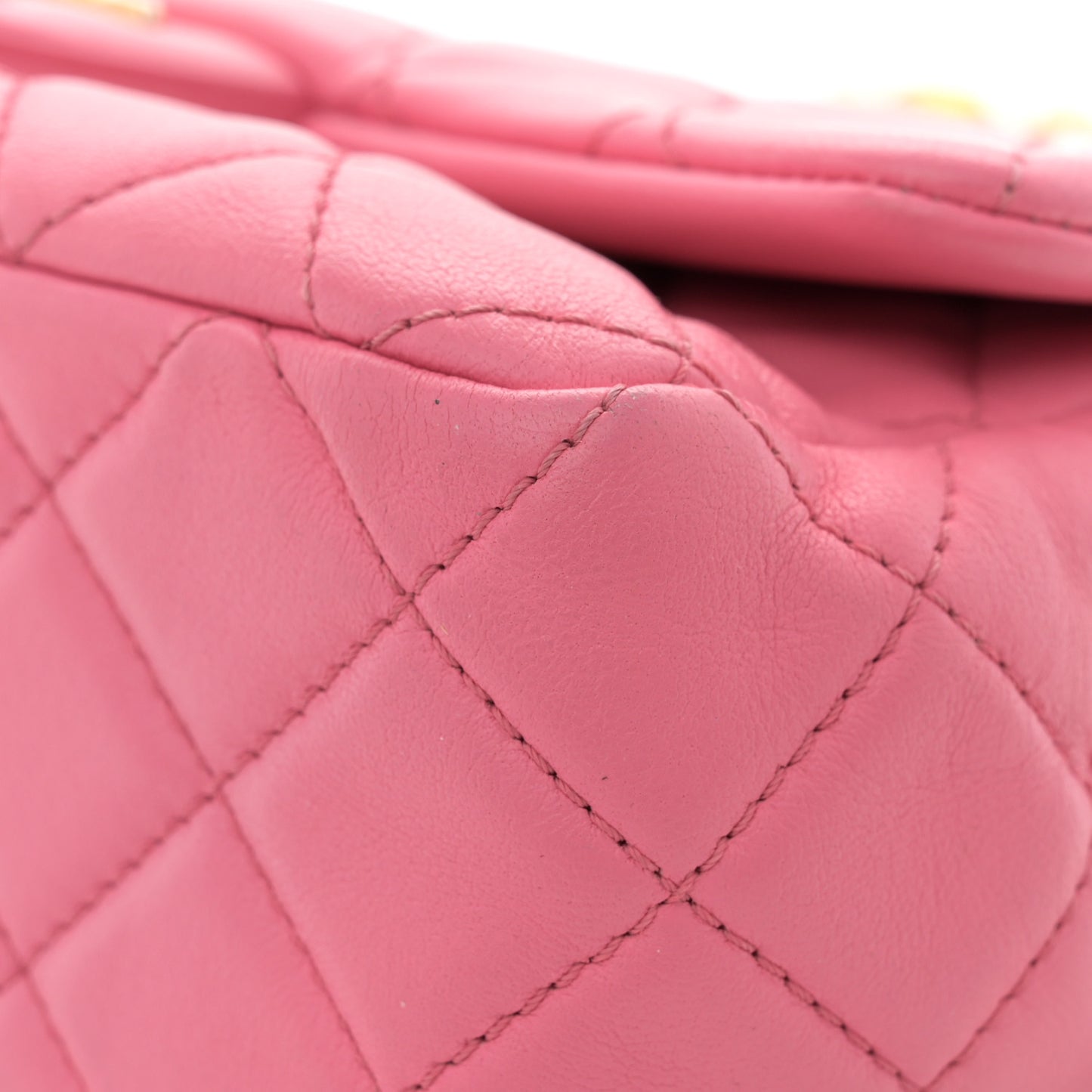 Lambskin Resin Quilted Mini Rectangular Pearl Samba Flap Pink