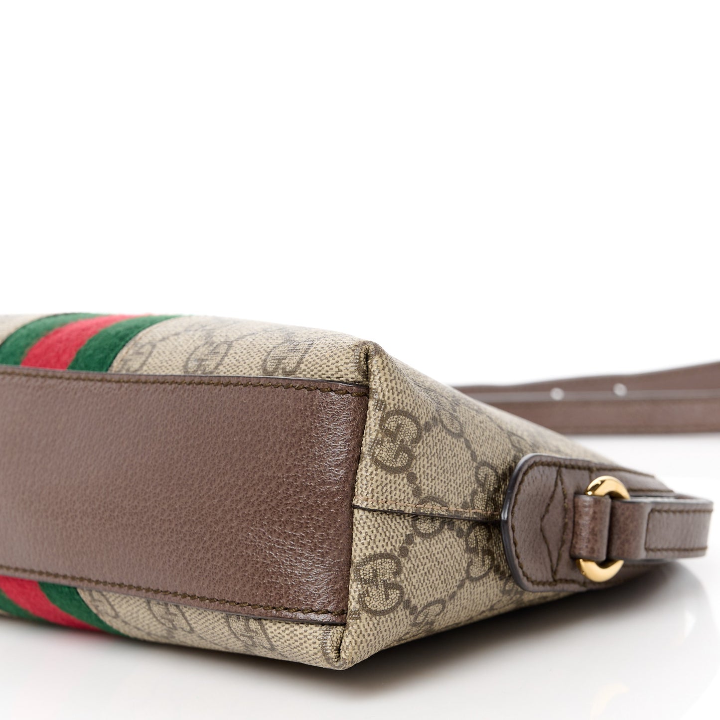 GG Supreme Monogram Textured Dollar Calfskin Web Small Ophidia Dome Shoulder Bag Beige Ebony New Acero