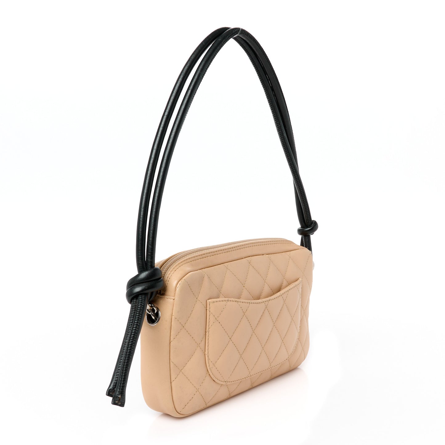 Calfskin Quilted Cambon Pochette Beige Black