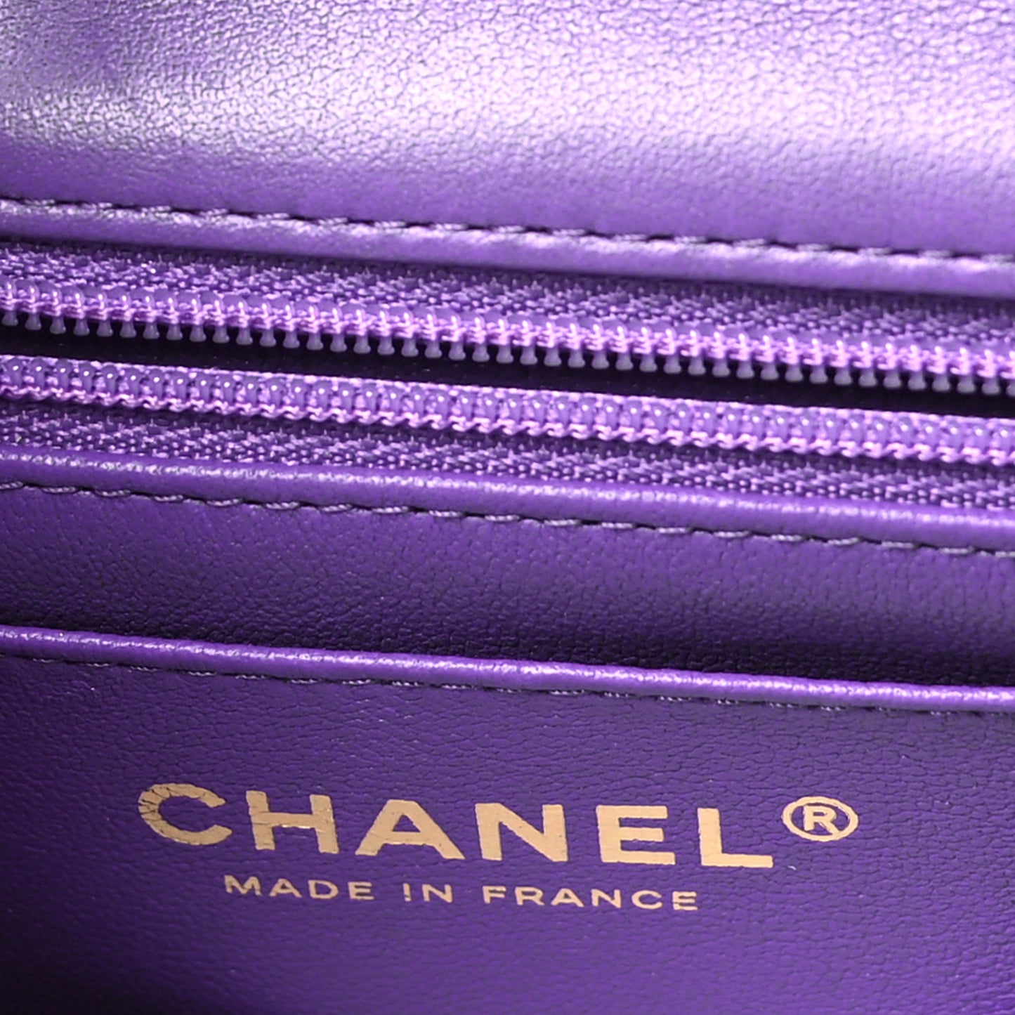 Lambskin Quilted Mini Top Handle Rectangular Flap Dark Purple