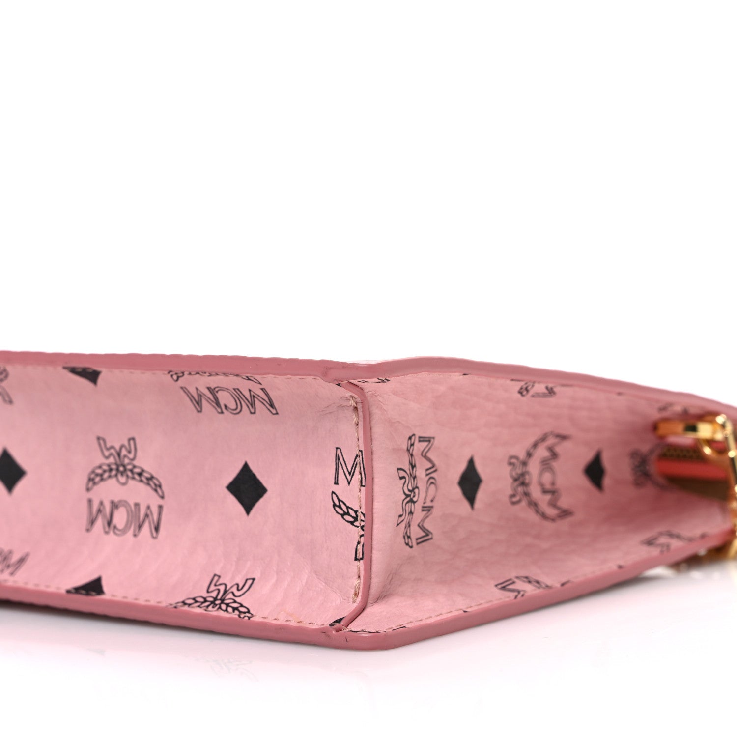 MCM Visetos Aren Wristlet Standing Pouch On Chain Soft Pink 9 of 9
