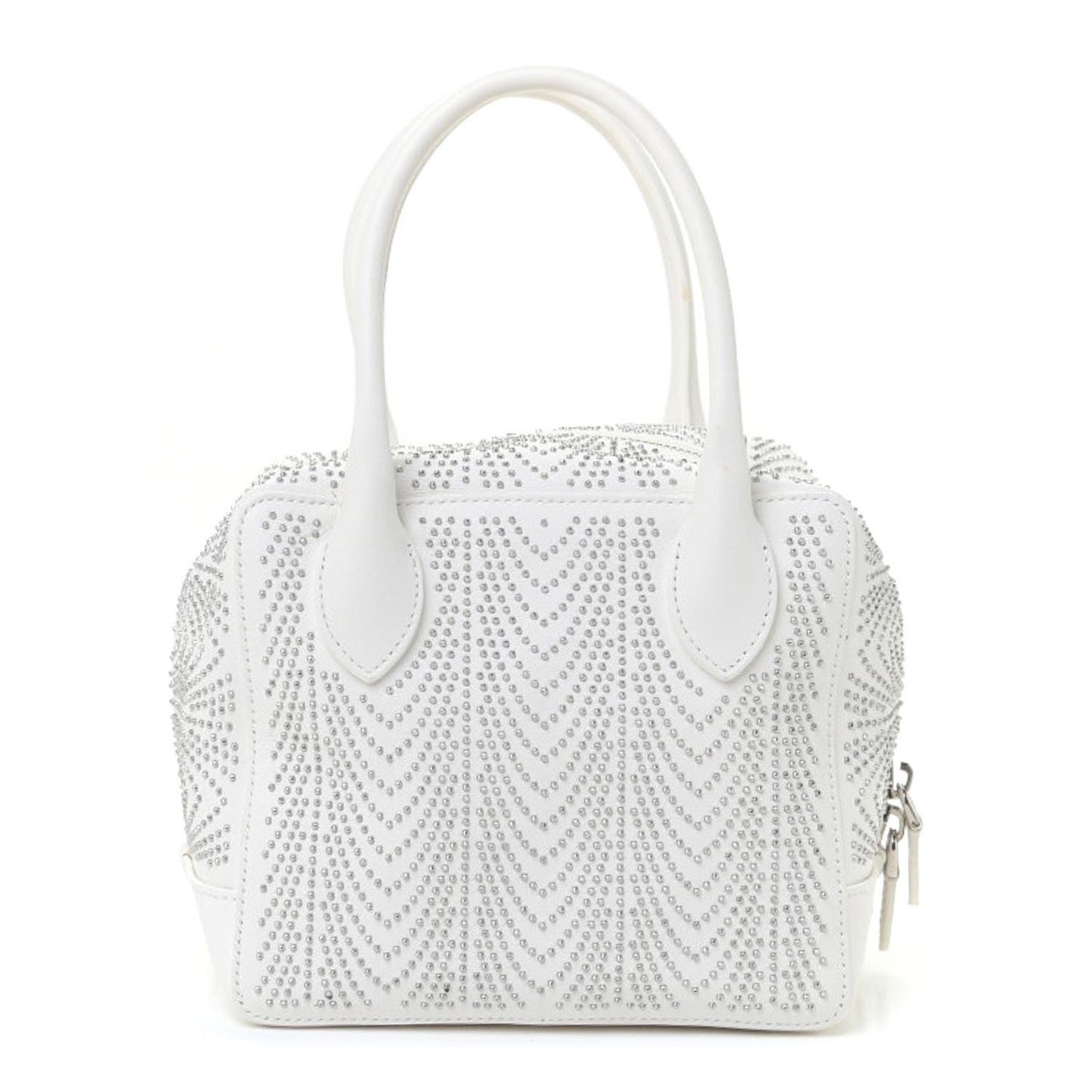 Calfskin Studded Small Elga Top Handle Bag White