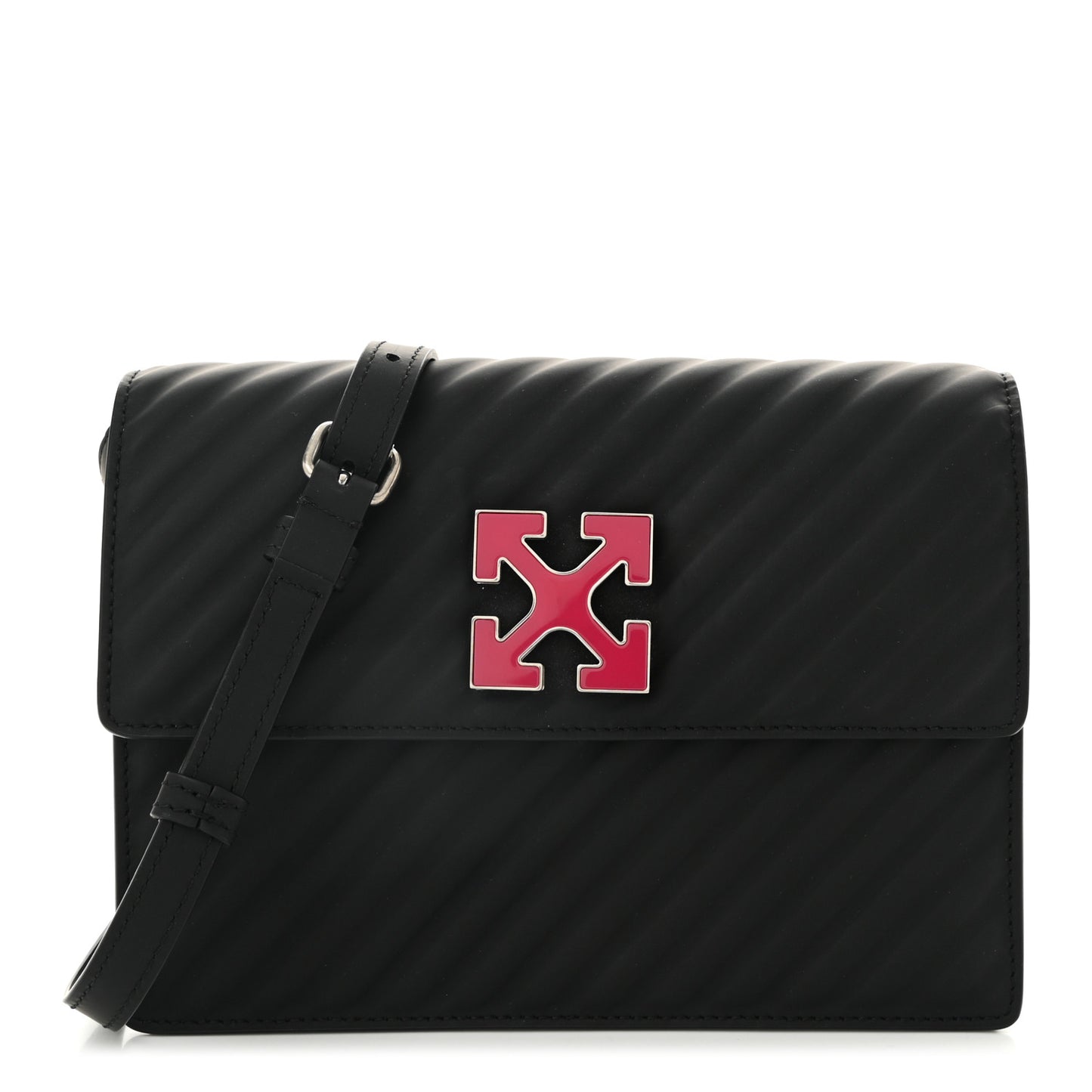 Calfskin Diagonal Quilted Jitney 2.0 Crossbody Bag Black