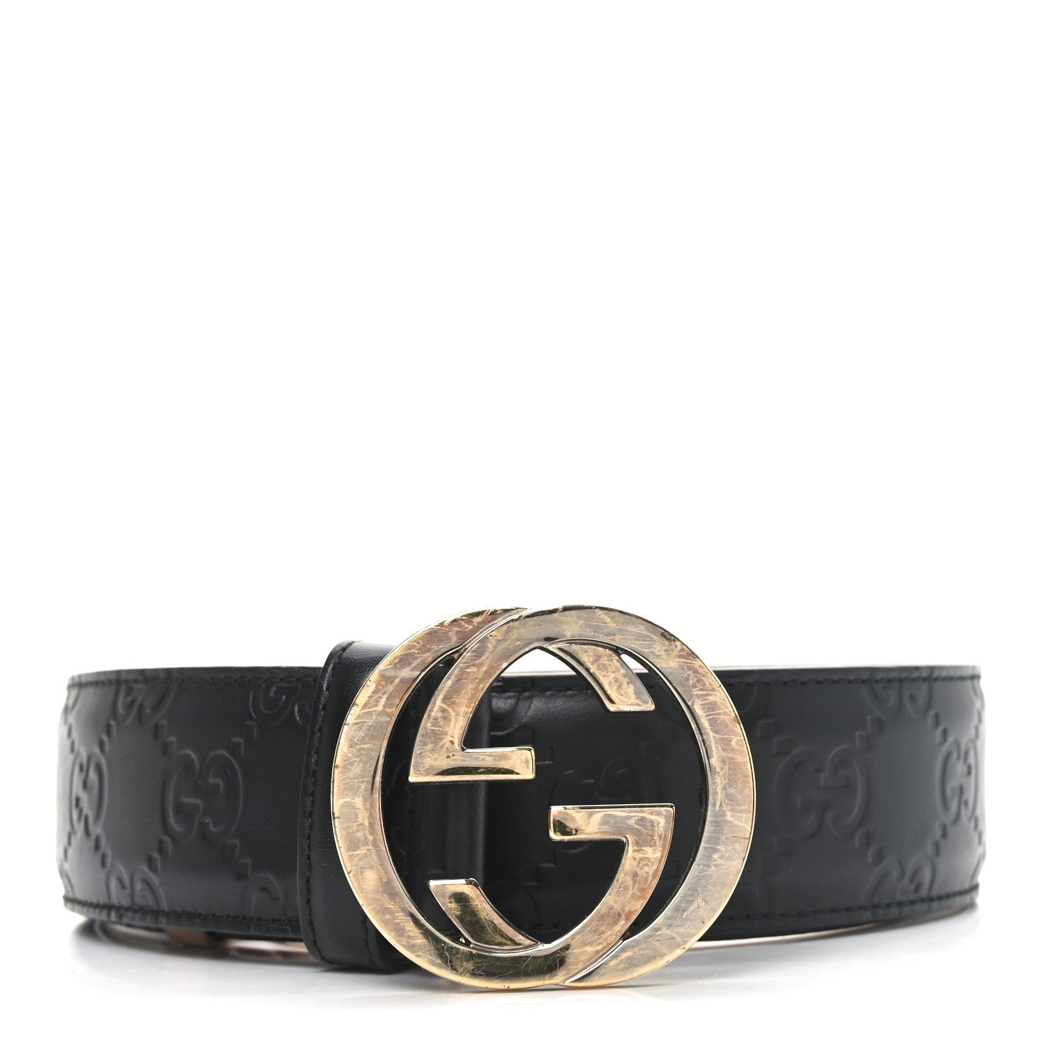 Gucci Guccissima Signature Interlocking G 37mm Belt 90 36 Black