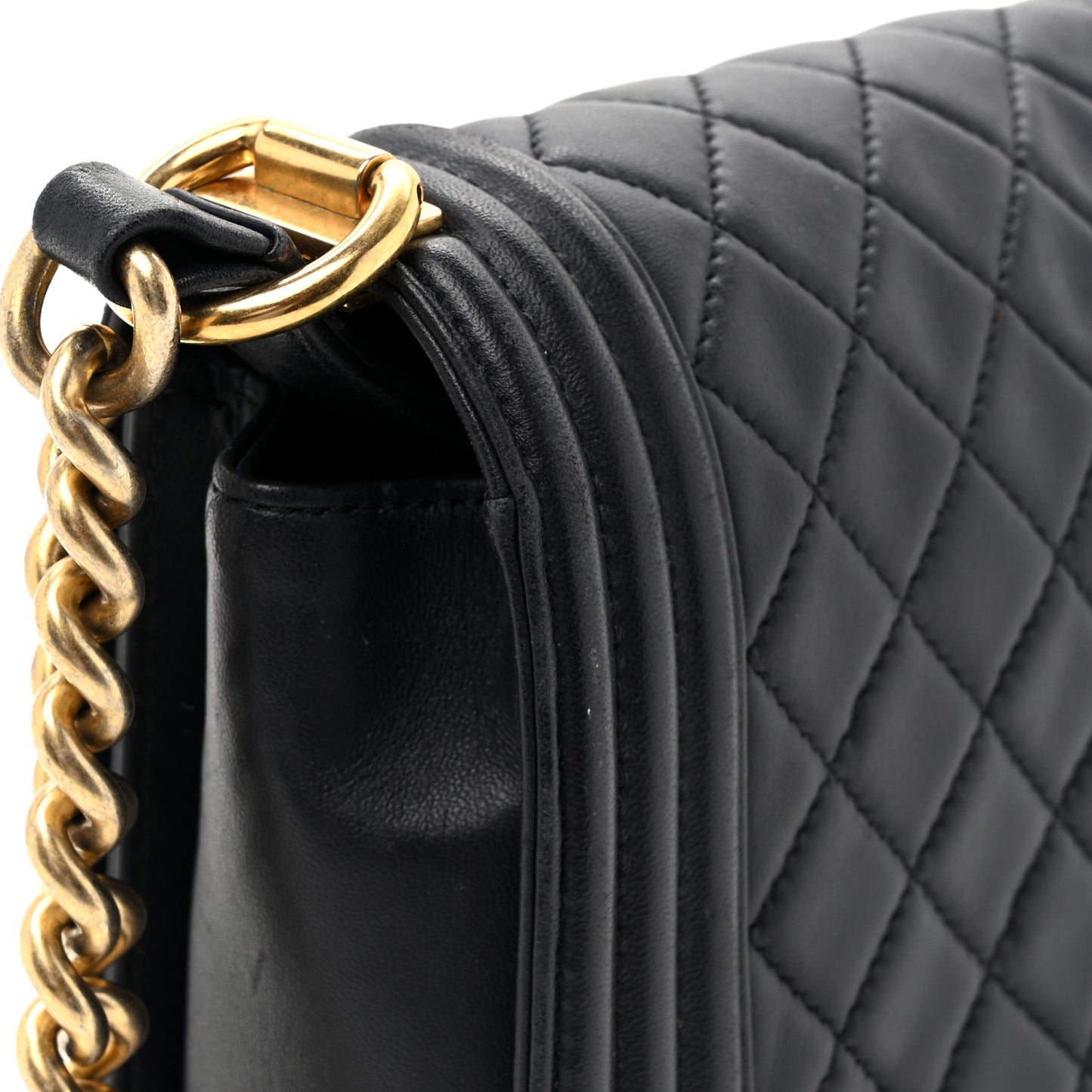 Lambskin Quilted Medium Boy Flap Dark Navy