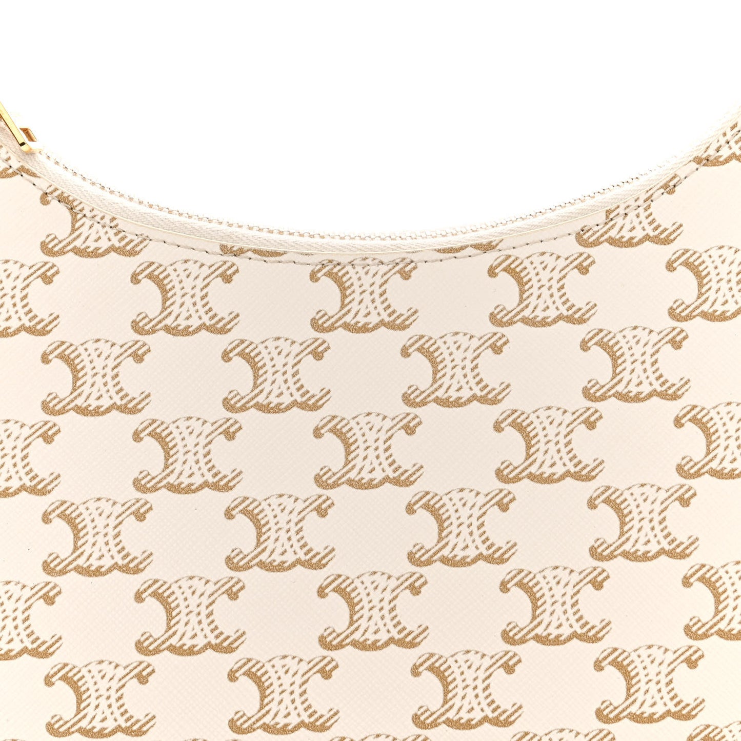 Canvas Calfskin Ava Triomphe Shoulder Bag White