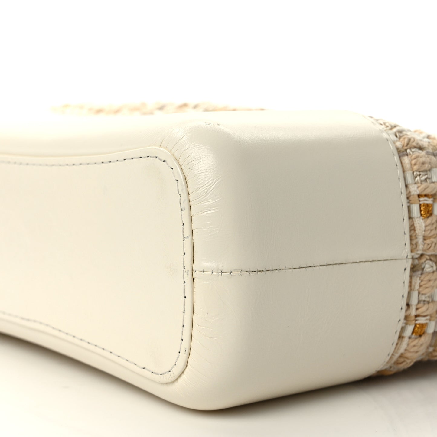 Tweed Calfskin Quilted Medium Gabrielle Hobo Beige Ivory