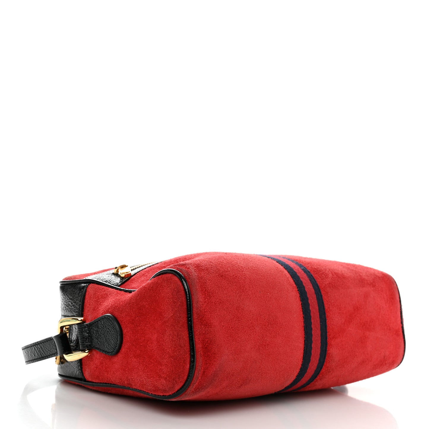 Suede Patent Web Small Ophidia Shoulder Bag Hibiscus Red Black
