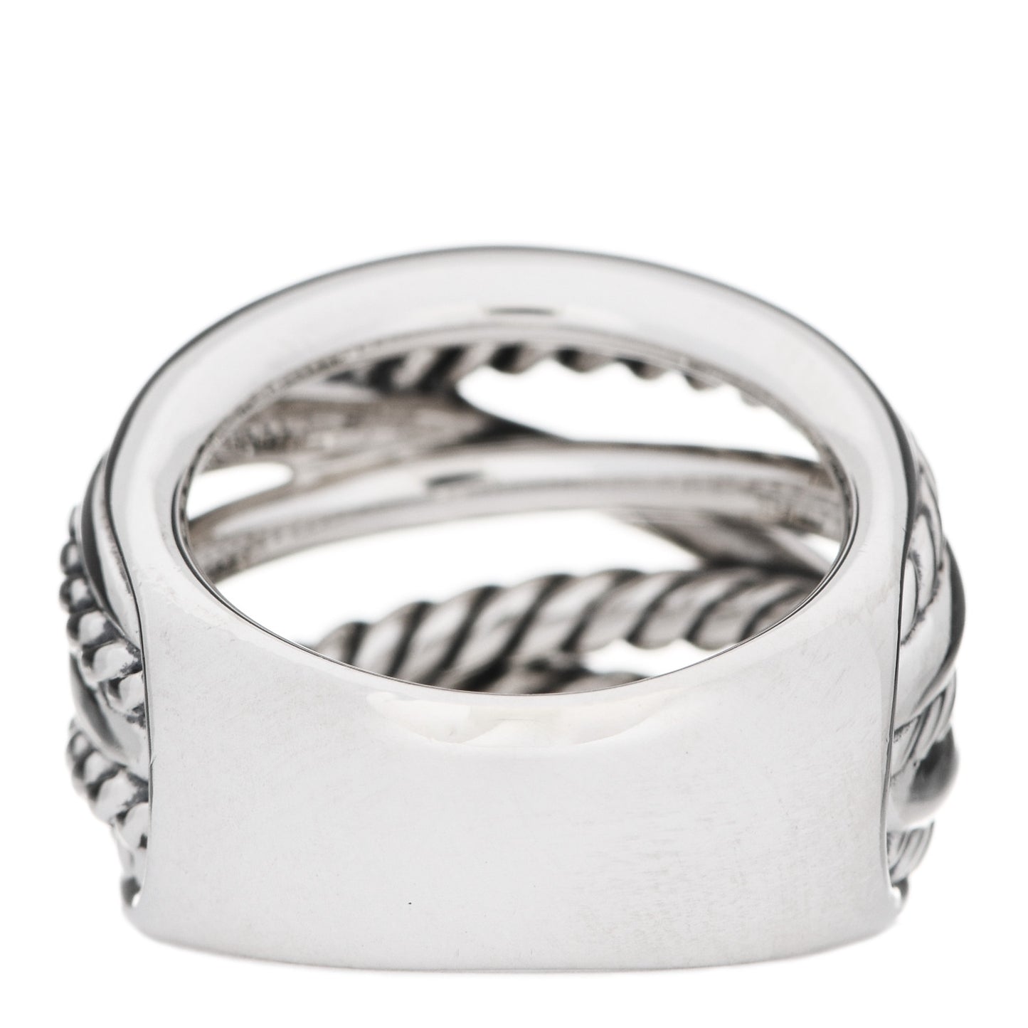 Sterling Silver 18mm Wide Crossover Cable Ring 52 6