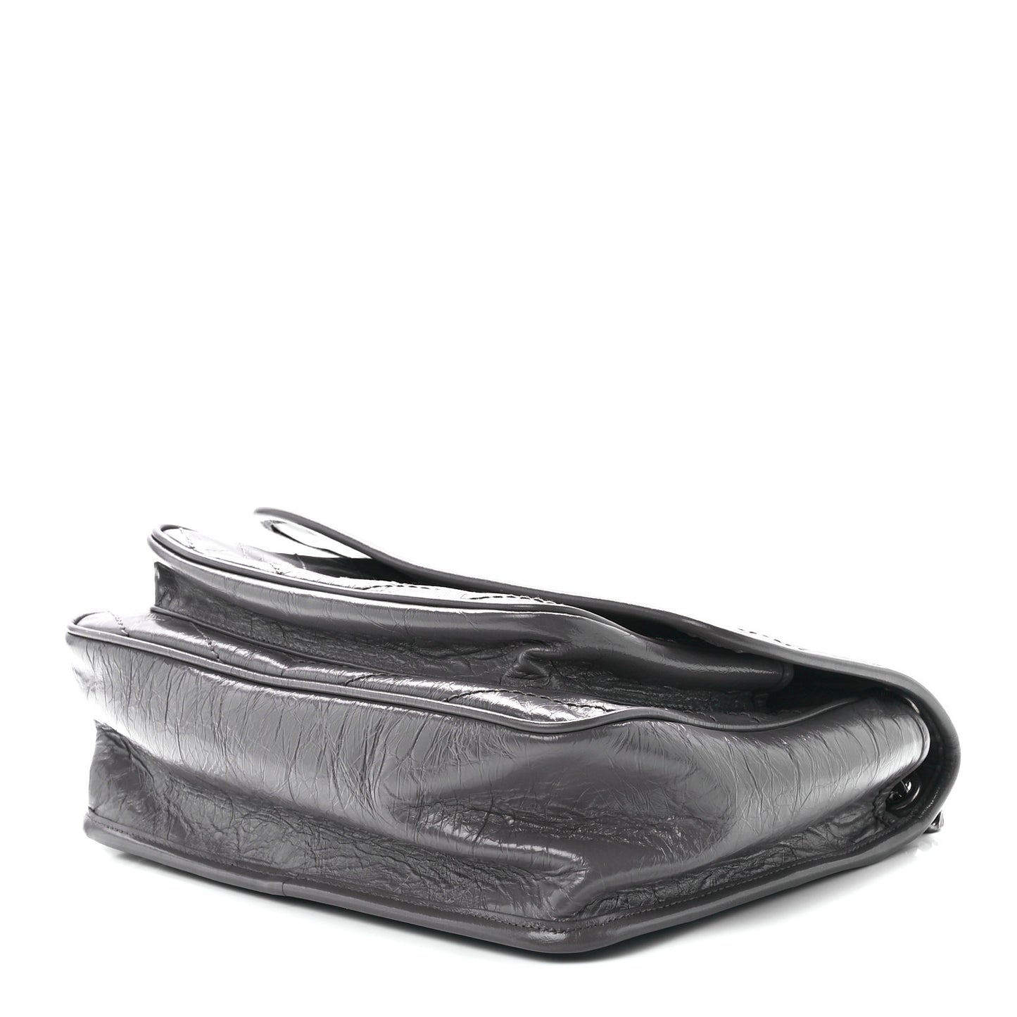 Crinkled Calfskin Matelasse Monogram Medium Niki Chain Satchel Fog