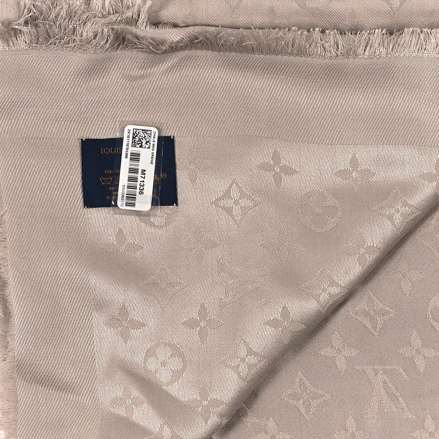 Silk Lurex Wool Monogram Shine Shawl Greige
