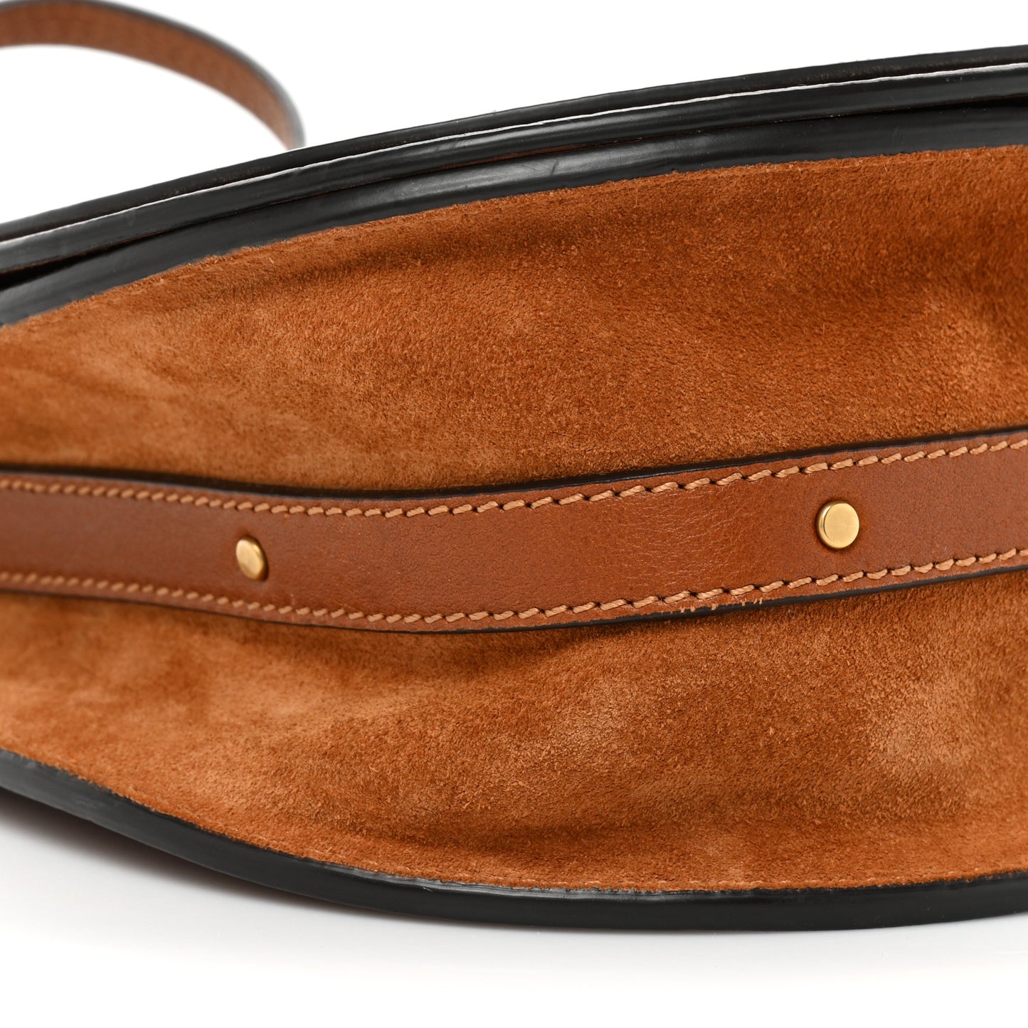 Calfskin Suede Medium Nile Bracelet Bag Caramel