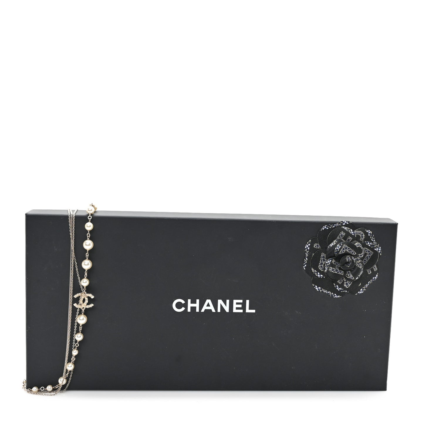 Pearl Chain CC Multi Strand Necklace Gold