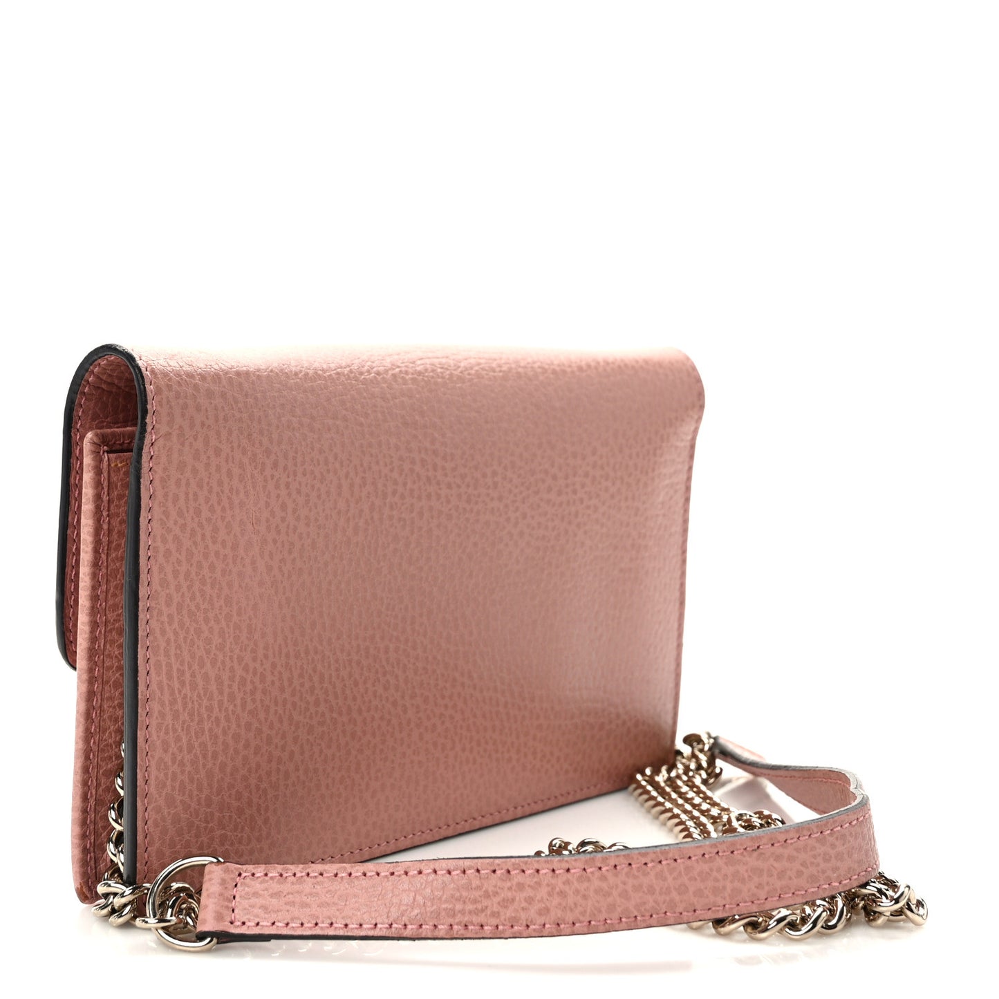 Dollar Calfskin Interlocking G Chain Wallet Soft Pink