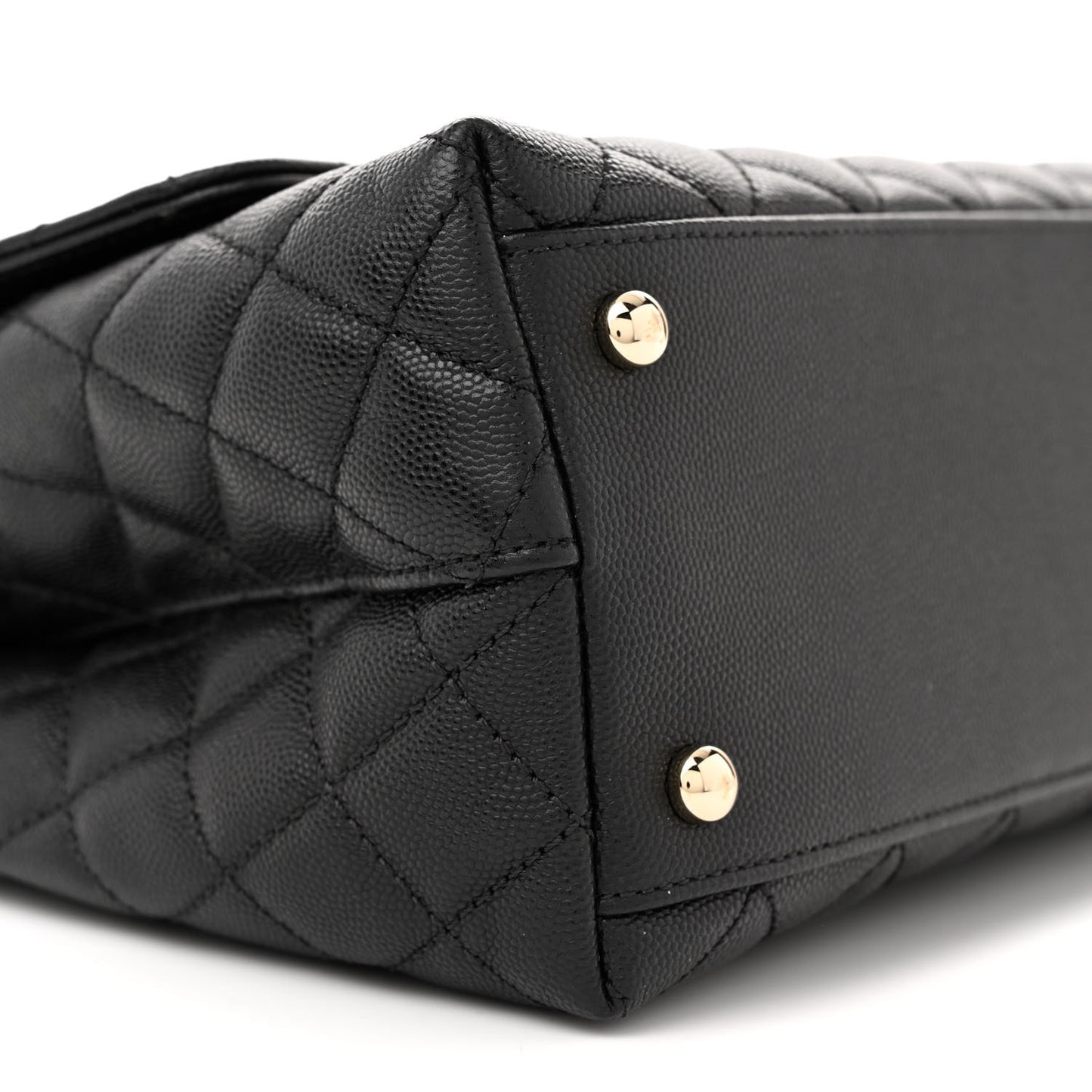 Caviar Quilted Small Coco Handle Flap Black