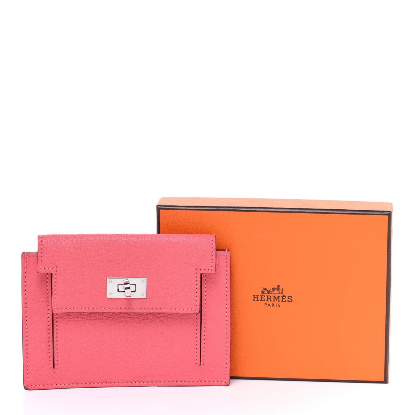Chevre Mysore Kelly Pocket Compact Wallet Rose Lipstick