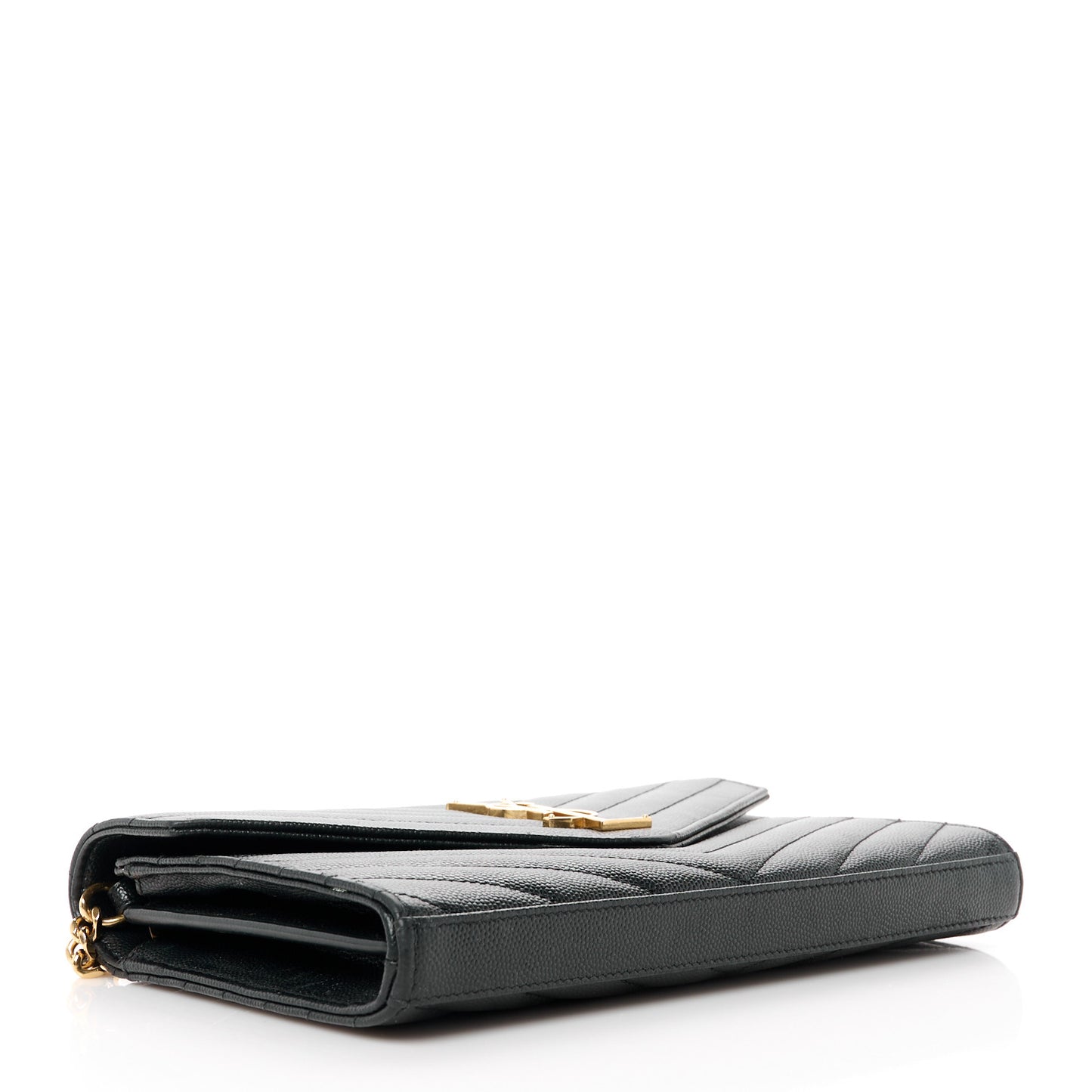 Grain De Poudre Matelasse Chevron Monogram Chain Wallet Black