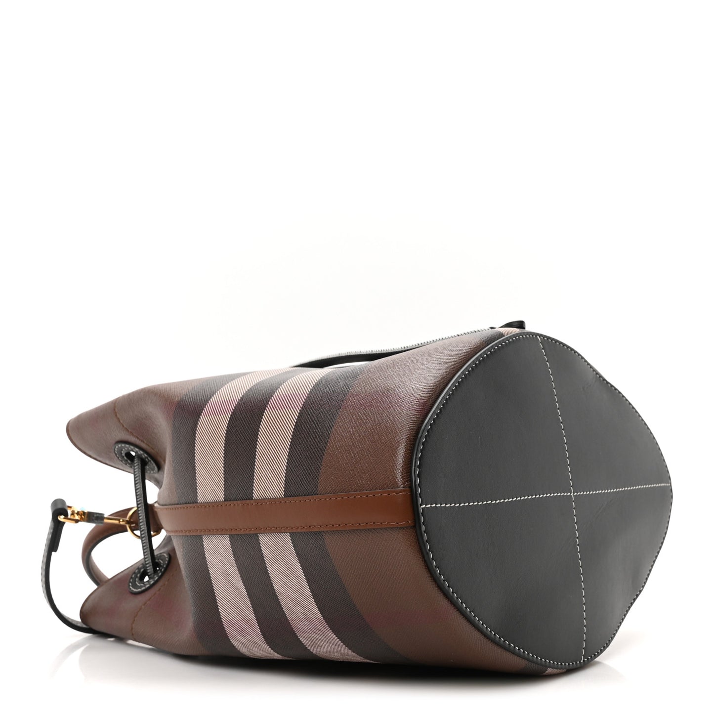 Giant Check Calfskin TB Mini Bucket Bag Dark Birch