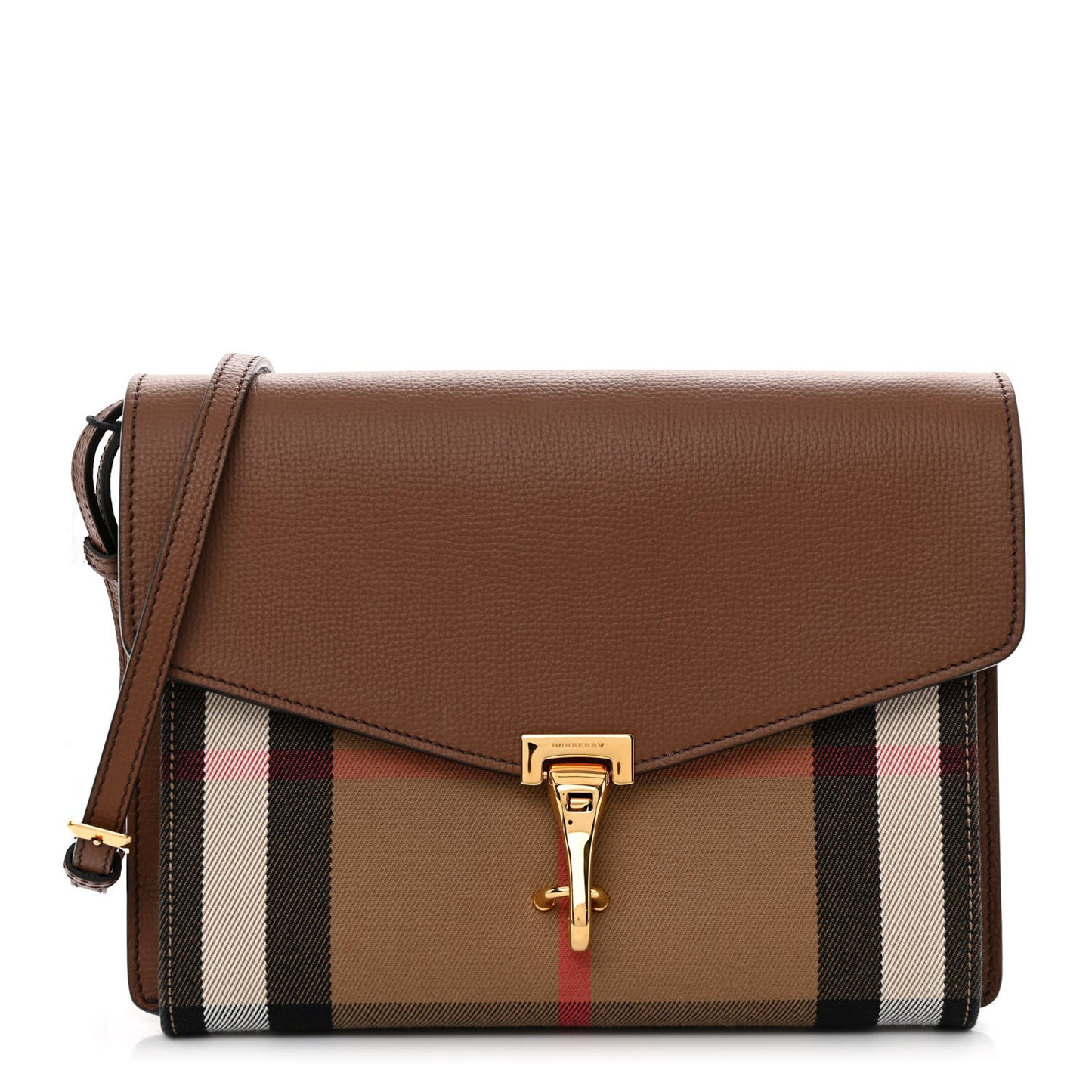 Derby Calfskin House Check Small Macken Crossbody Bag Tan