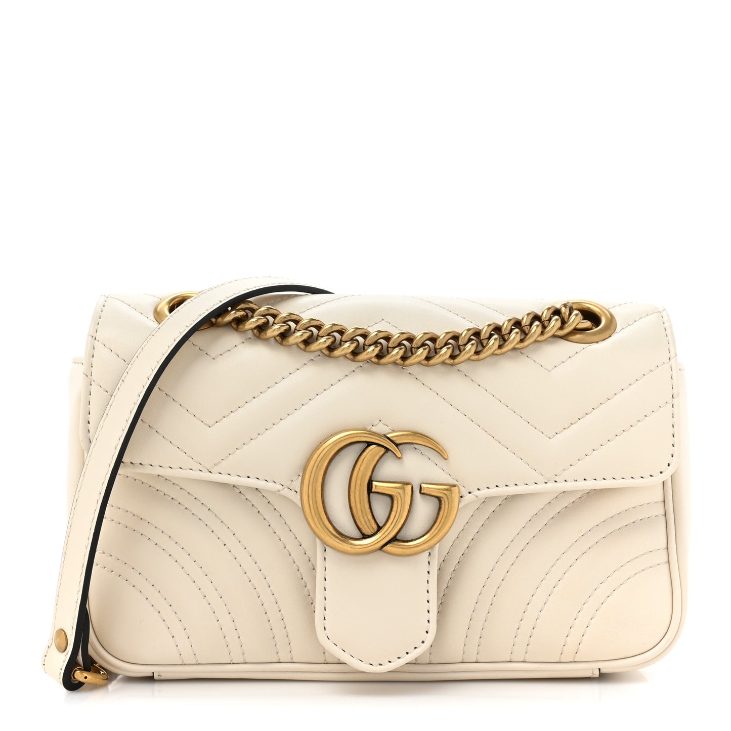 Calfskin Matelasse Mini GG Marmont Shoulder Bag White