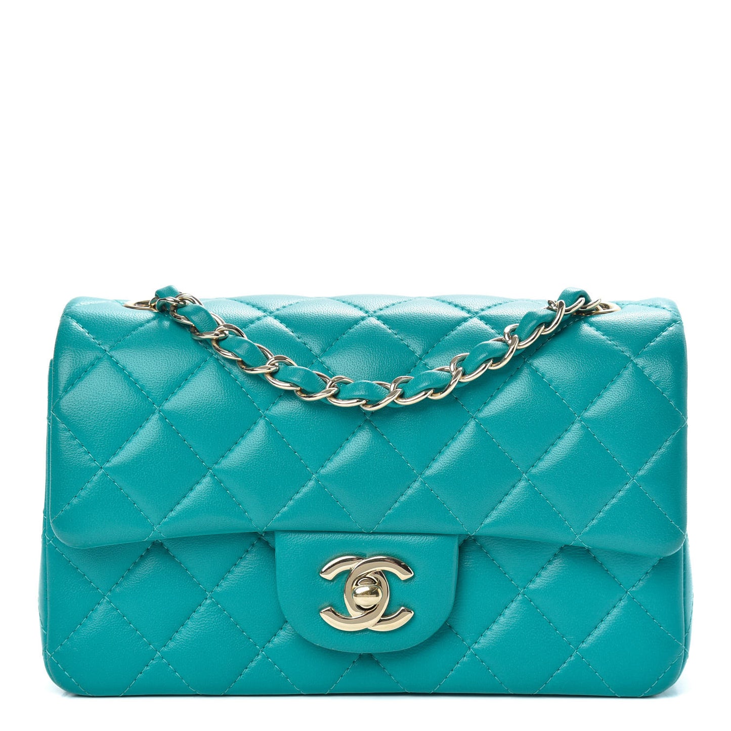 Lambskin Quilted Mini Rectangular Flap Green