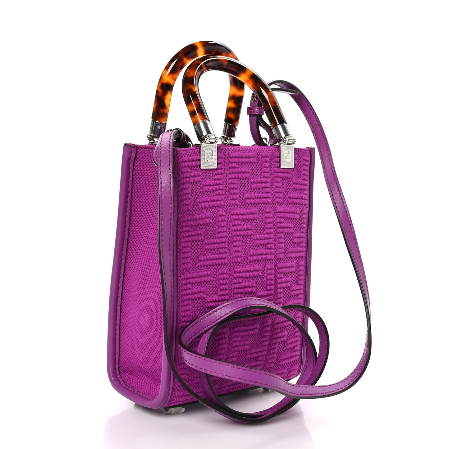 Technical Fabric Vitello Ceylon Plexiglass FF Mini Fendi Sunshine Shopper Tote Bouganville