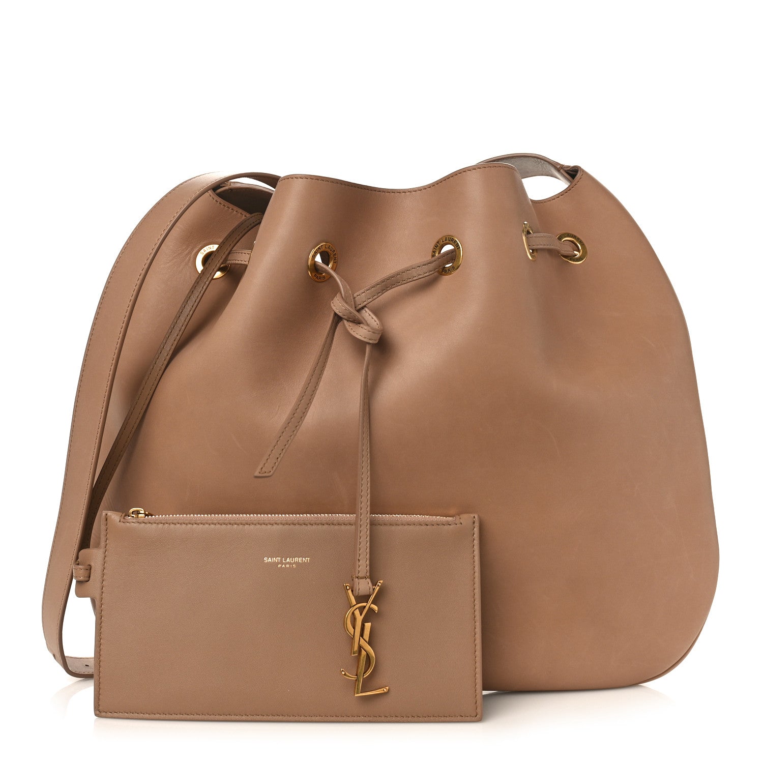 Saint Laurent Calfskin Medium Paris VII Flat Hobo Biscuit Beige 2 of 11