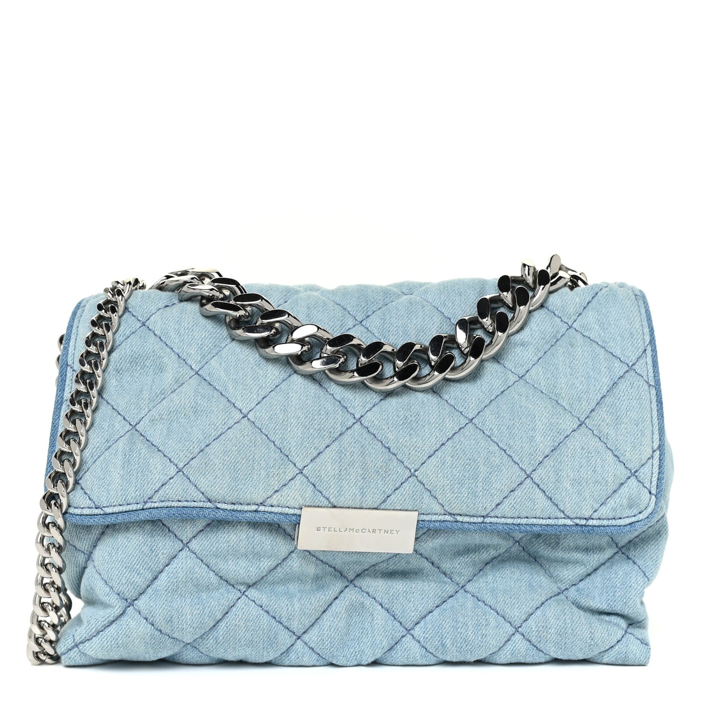 Eco Denim Quilted Small Beckett Shoulder Bag Blue