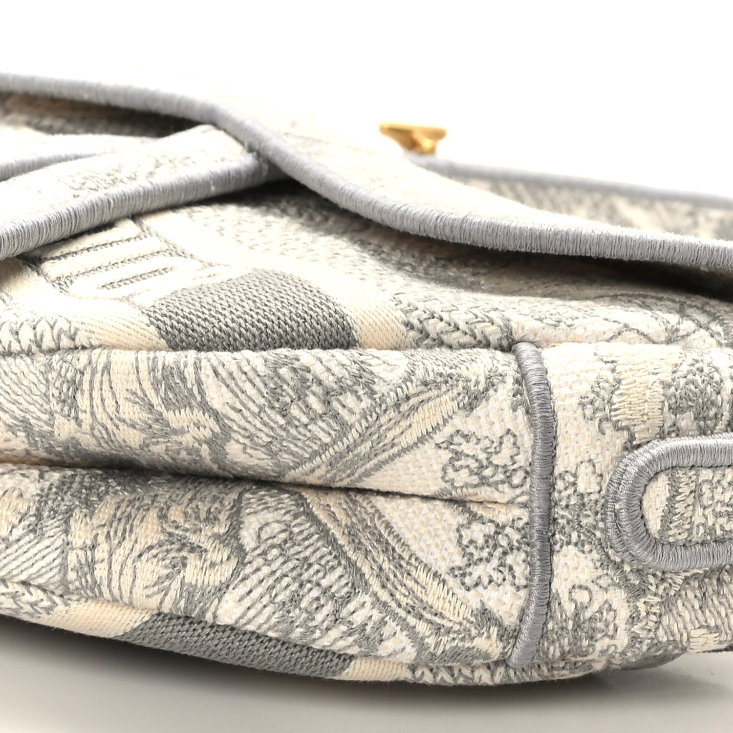Christian Dior Canvas Embroidered Toile de Jouy Saddle Bag Gray 9 of 9