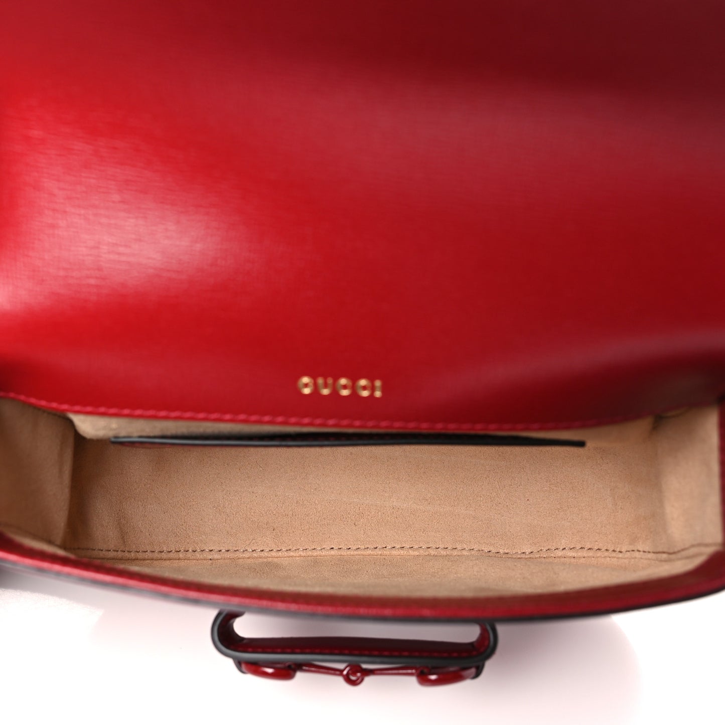 Azalea Calfskin Web Monochrome Horsebit 1955 Shoulder Bag New Cherry Red