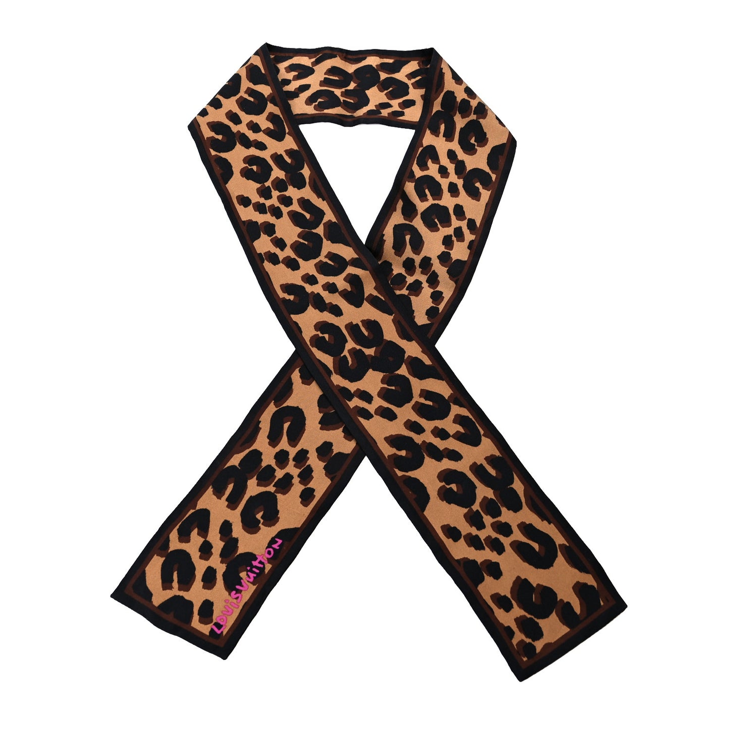 Silk Leopard Bandeau Scarf Marron