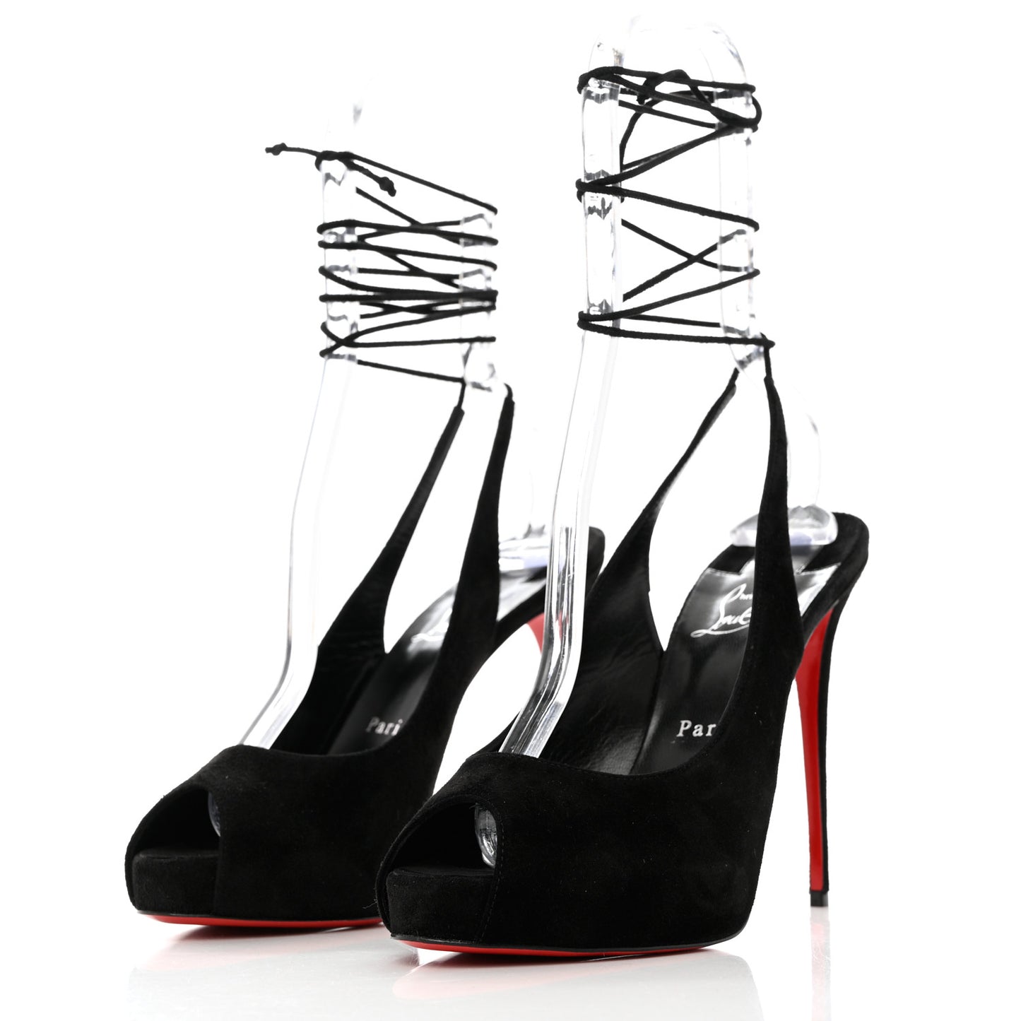 Veau Velours Lace Up NVP 120 Peep Toe Pump 39 Black