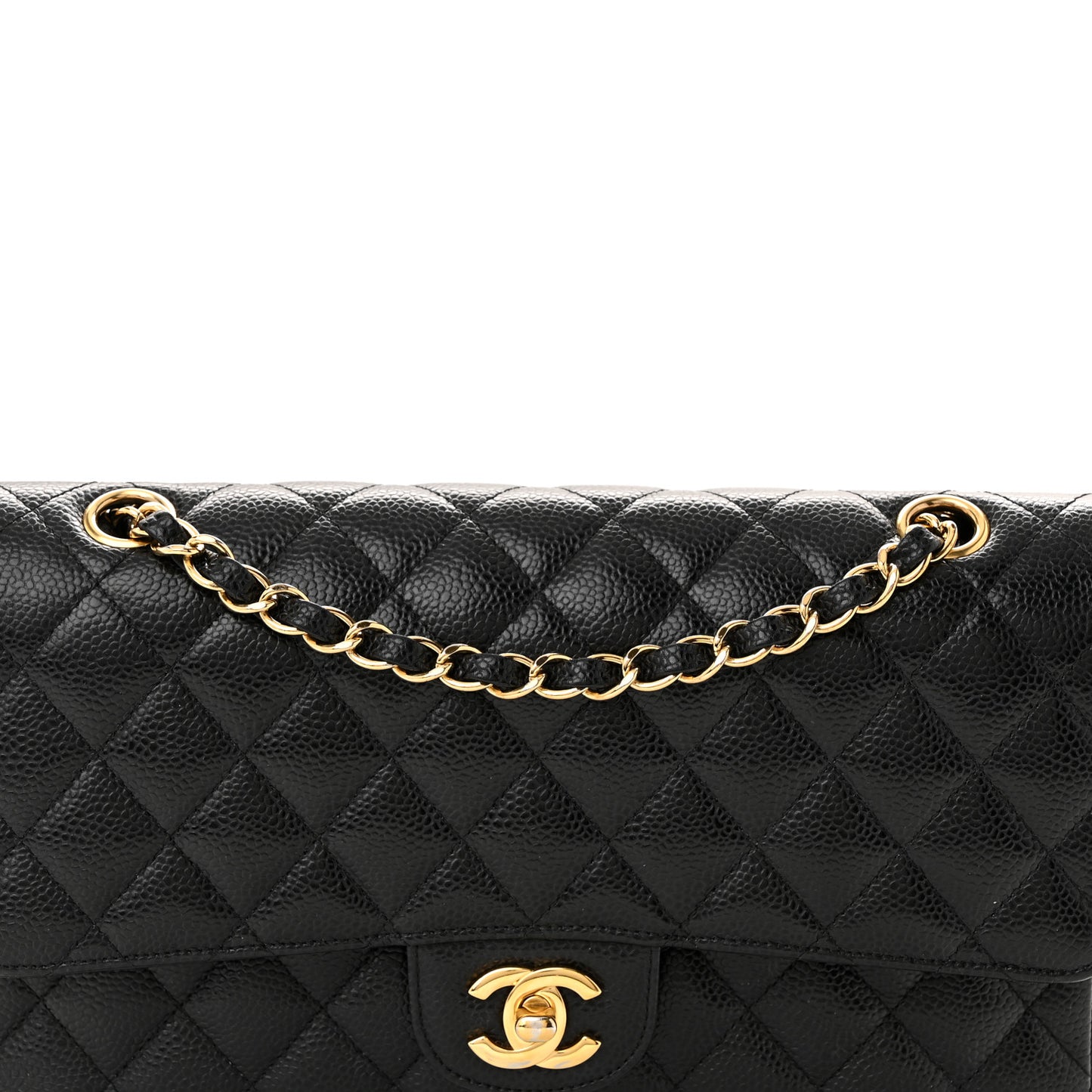 Caviar Quilted Medium Double Flap Black