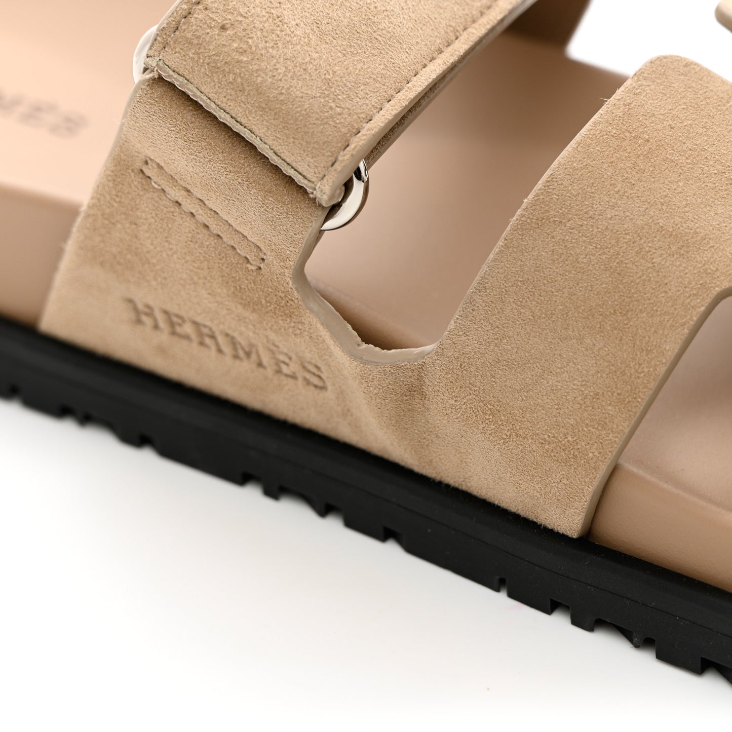 Suede Goatskin Womens Chypre Sandals 41 Beige Argile
