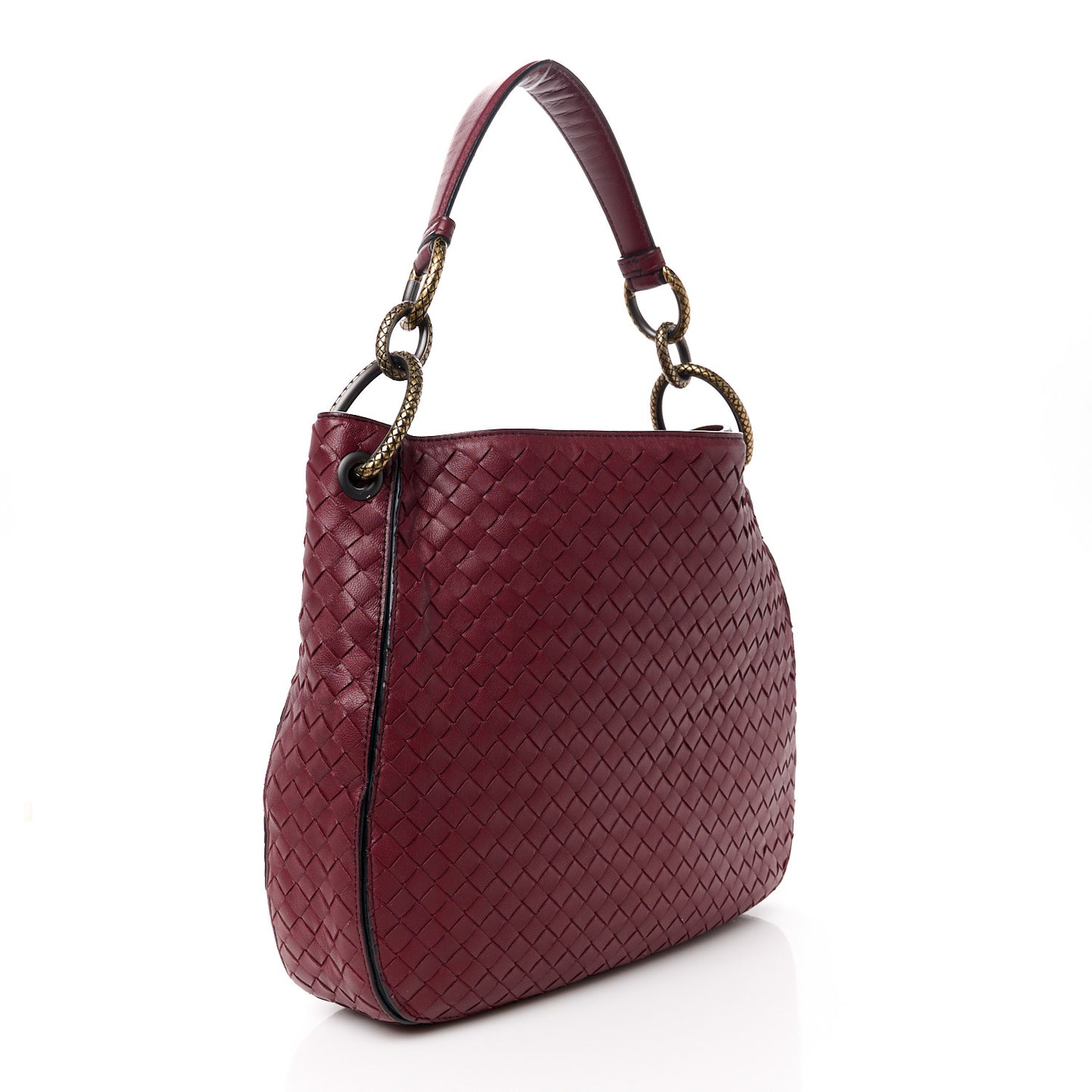 Nappa Intrecciato Medium Loop Dark Red