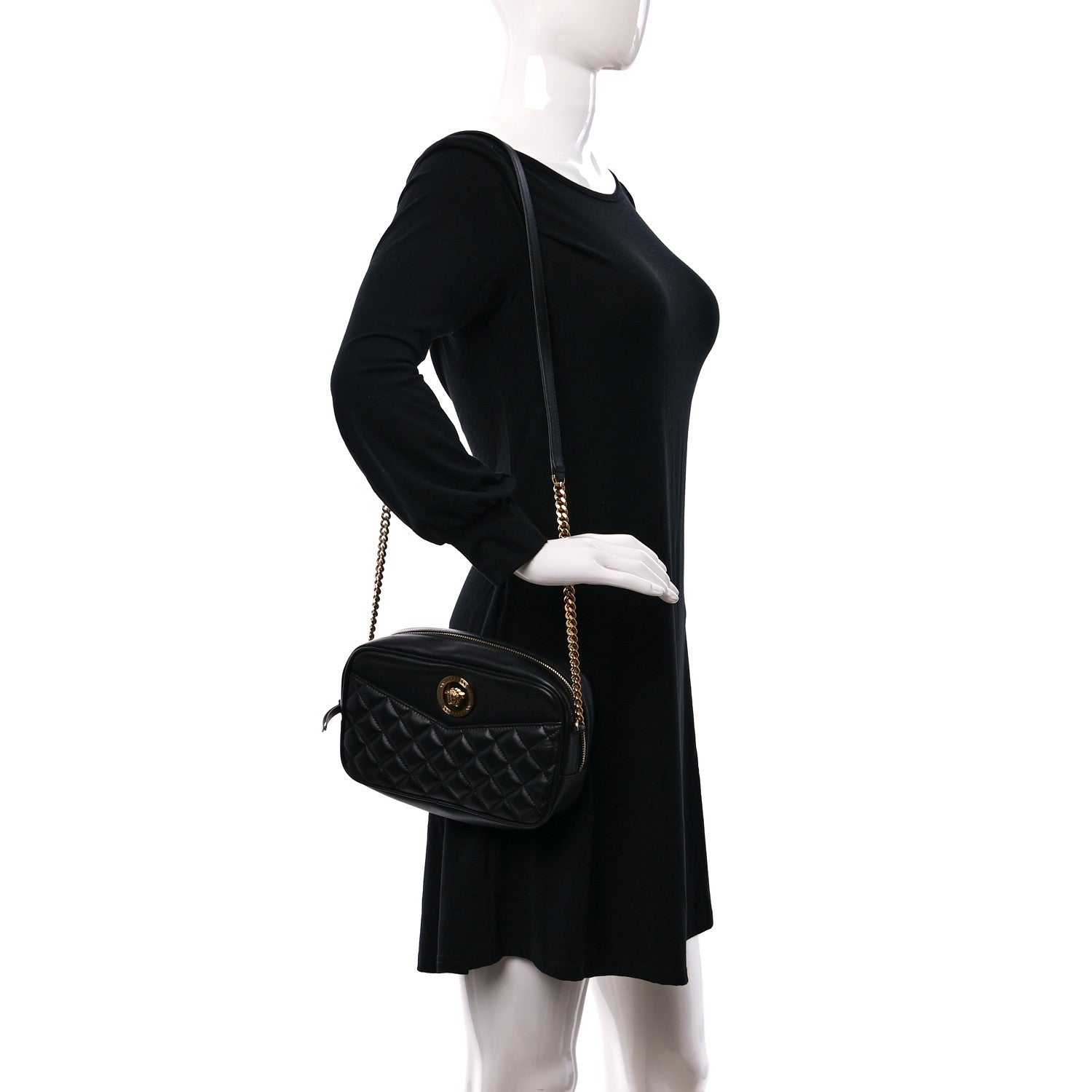 Versace Nappa Quilted Medium Medusa Camera Bag Black 2 of 8