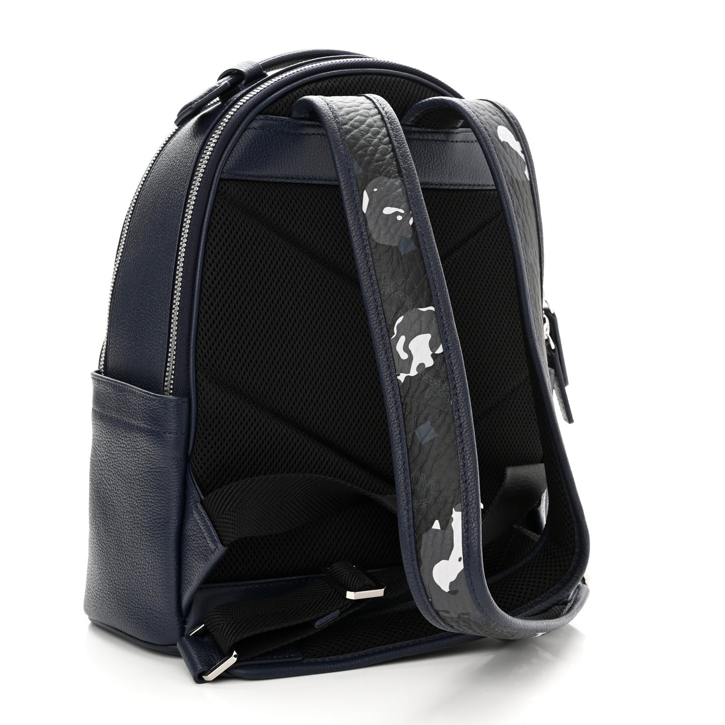 Calfskin Visetos Floral Leopard Klassik Small Stark Backpack Blue Black