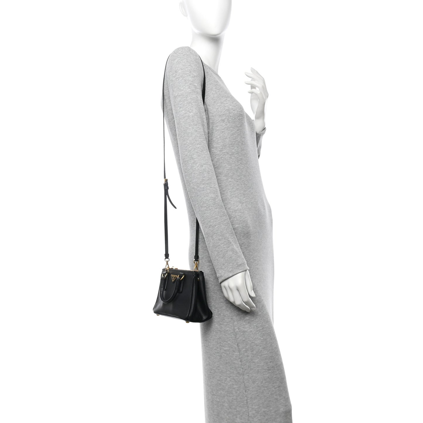 Saffiano Lux Micro Galleria Double Zip Tote Black