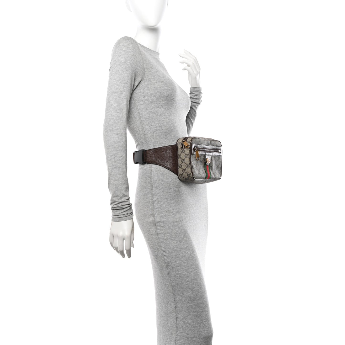 Soft GG Supreme Monogram Medium Ophidia Belt Bag Dark Brown
