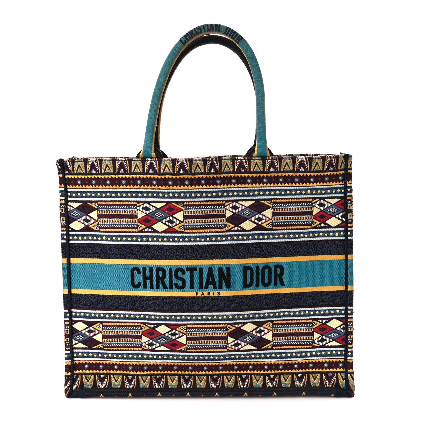Canvas Embroidered Book Tote Blue Multicolor