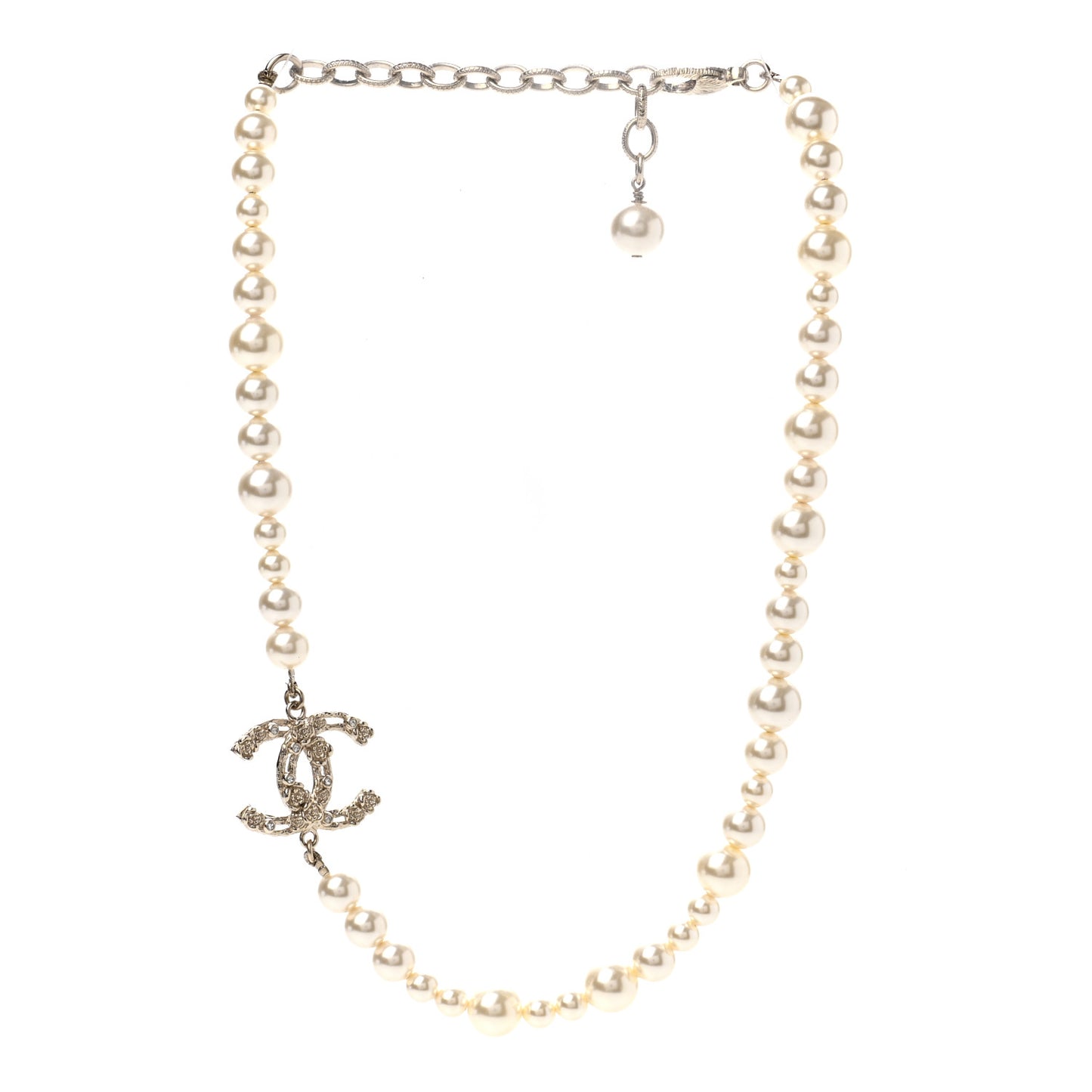 Pearl Crystal CC Camellia Short Necklace Gold