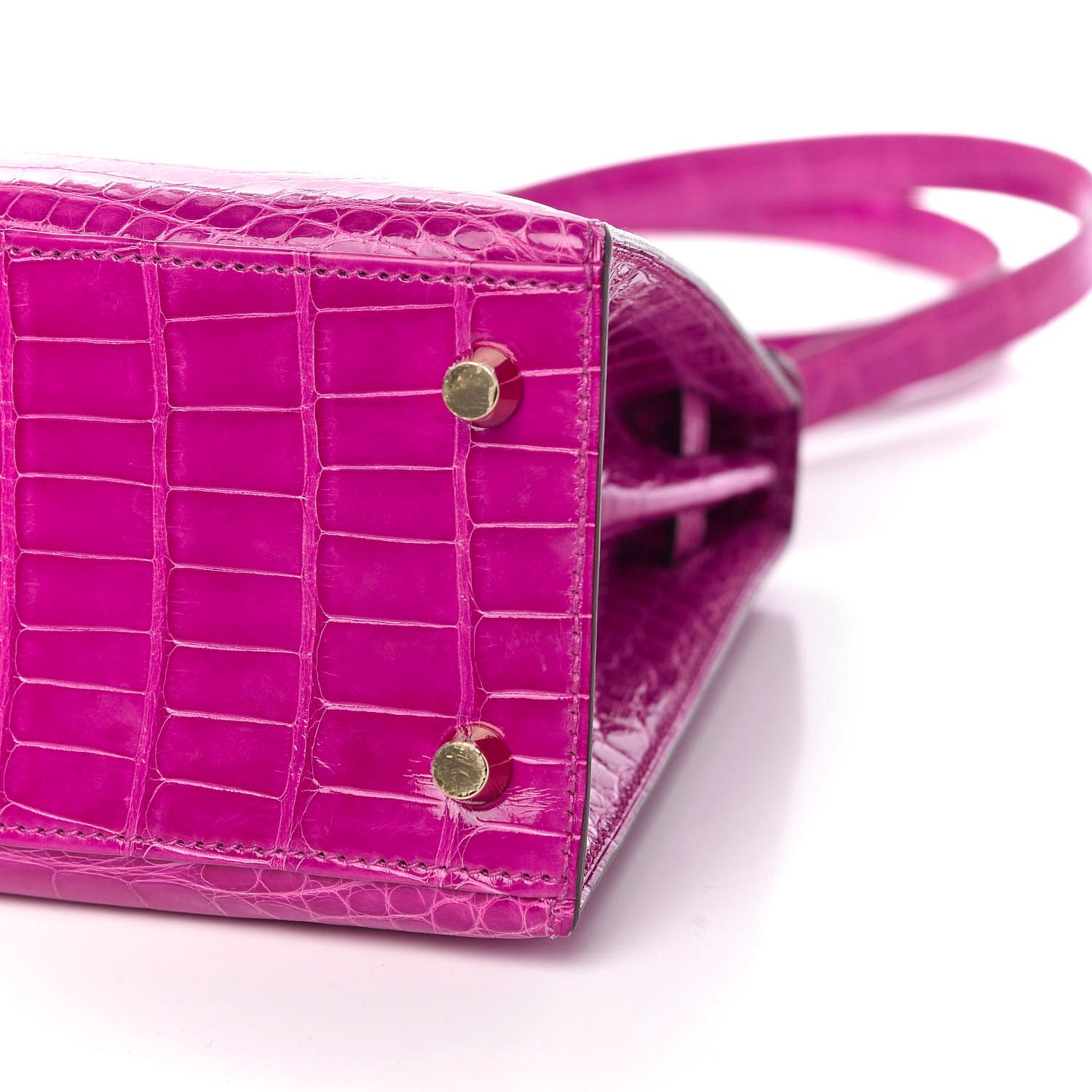 Hermes Shiny Alligator Kelly Sellier 25 Rose Scheherazade 17 of 37