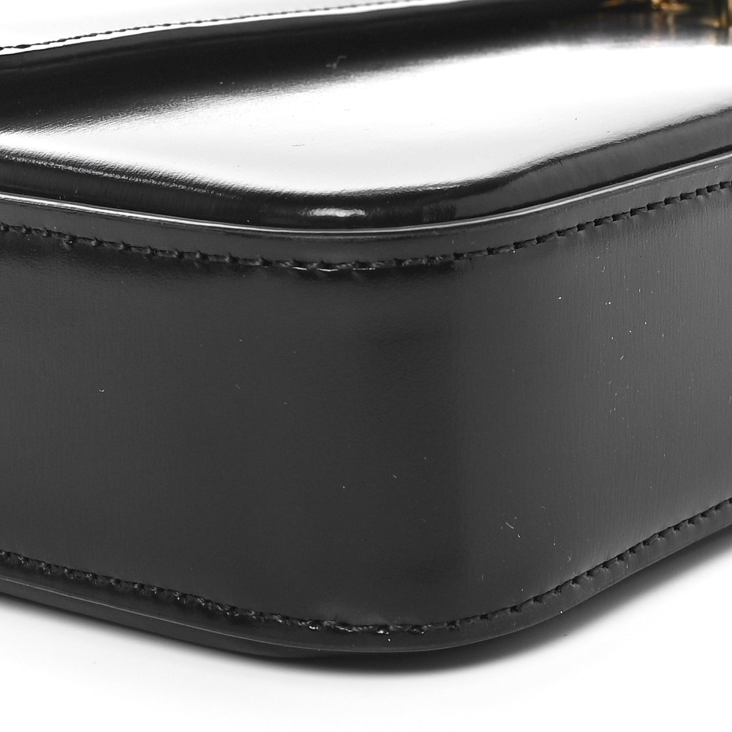 Shiny Calfskin Triomphe Chain Bag Black