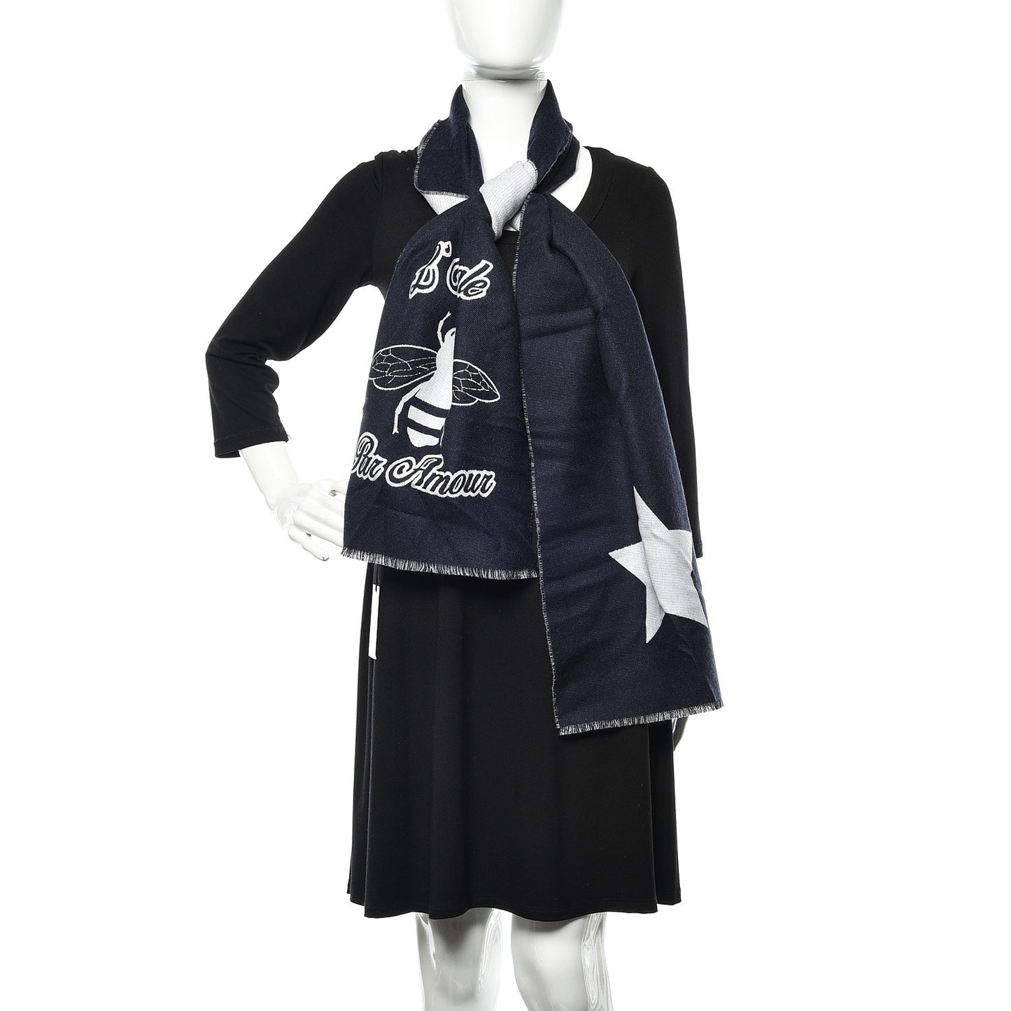 Wool L'Aveugle Par Amour Scarf Navy White