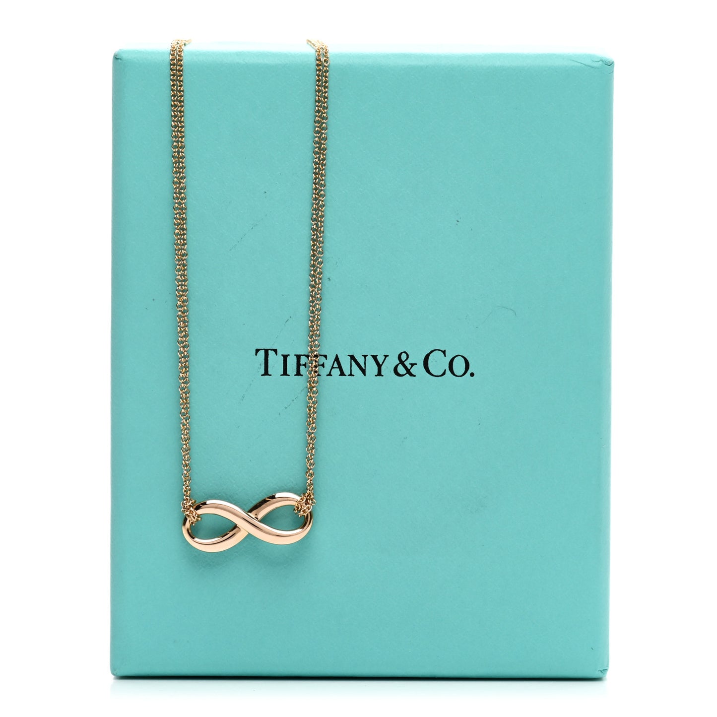 18K Rose Gold Infinity Double Chain Pendant Necklace
