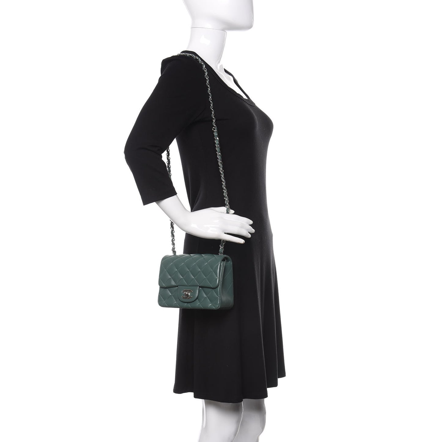 Lambskin Quilted Mini Square Flap Green