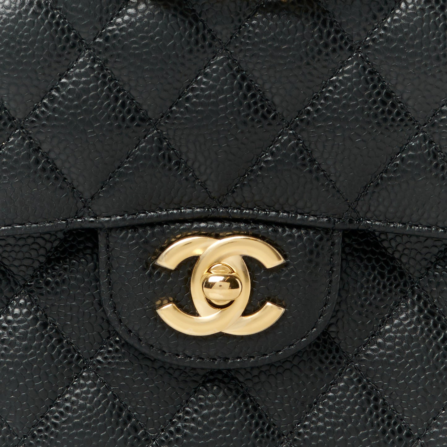 Caviar Quilted Small Double Flap Black